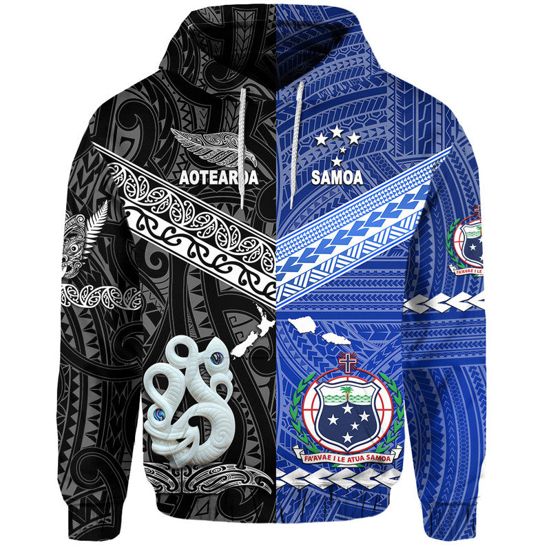 Samoa and New Zealand Hoodie Together Black LT8 - Wonder Print Shop