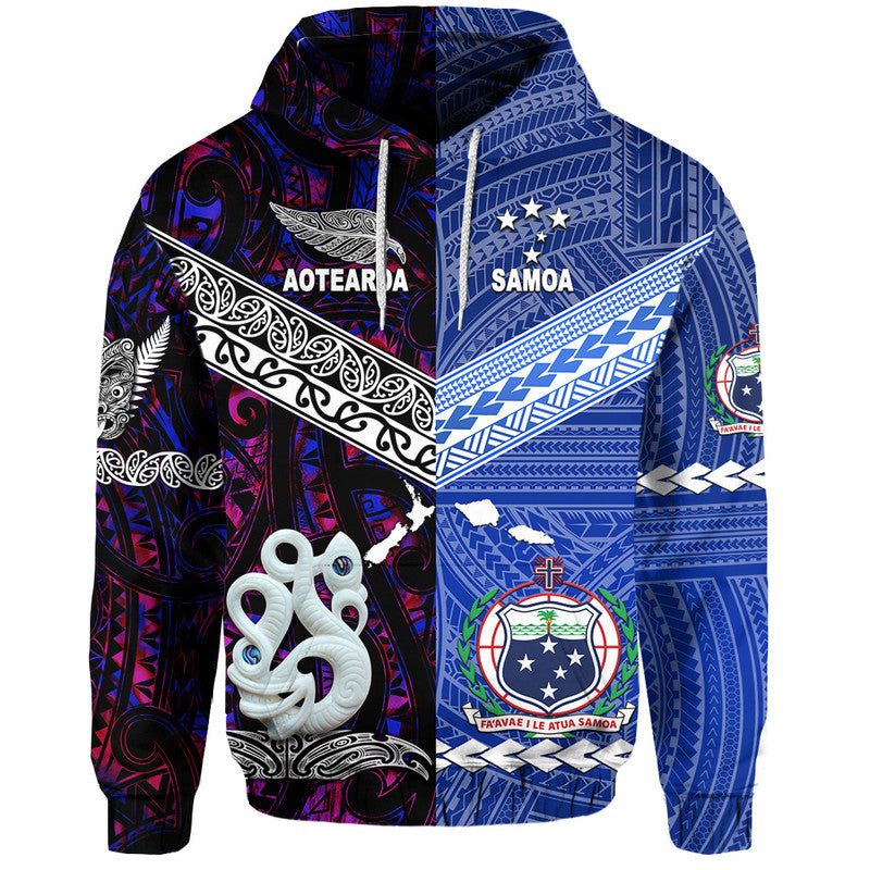 Samoa and New Zealand Hoodie Together Purple LT8 - Wonder Print Shop