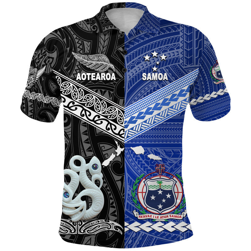 Custom Samoa New Zealand Polo Shirt Together Black LT8 - Wonder Print Shop
