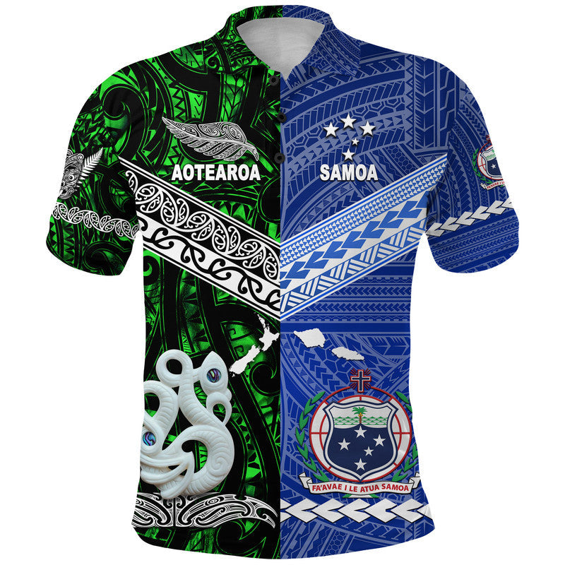 custom-personalised-samoa-and-new-zealand-polo-shirt-together-green