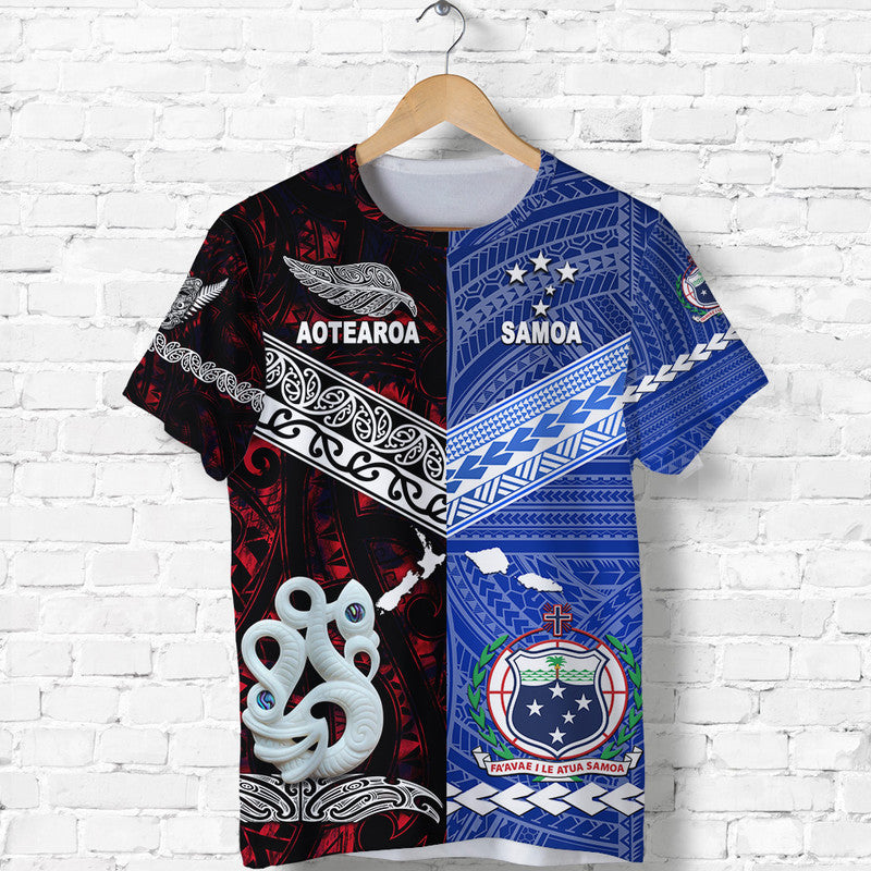 Custom Samoa And New Zealand T Shirt Together Red LT8 - Wonder Print Shop