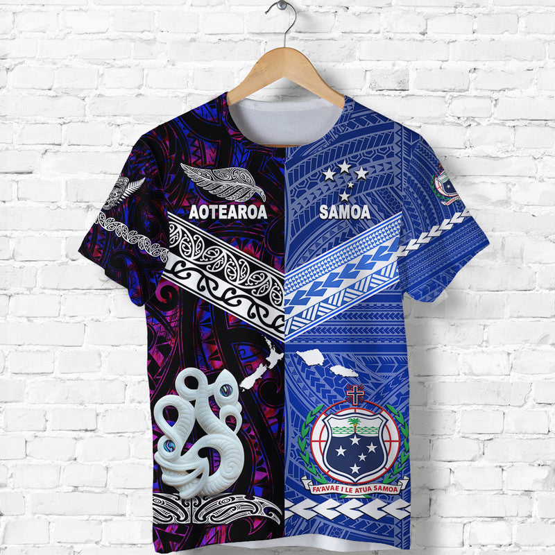 Custom Samoa And New Zealand T Shirt Together Purple LT8 - Wonder Print Shop