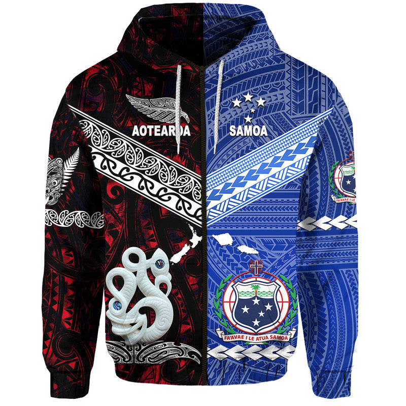 Samoa and New Zealand Hoodie Together Red LT8 - Wonder Print Shop