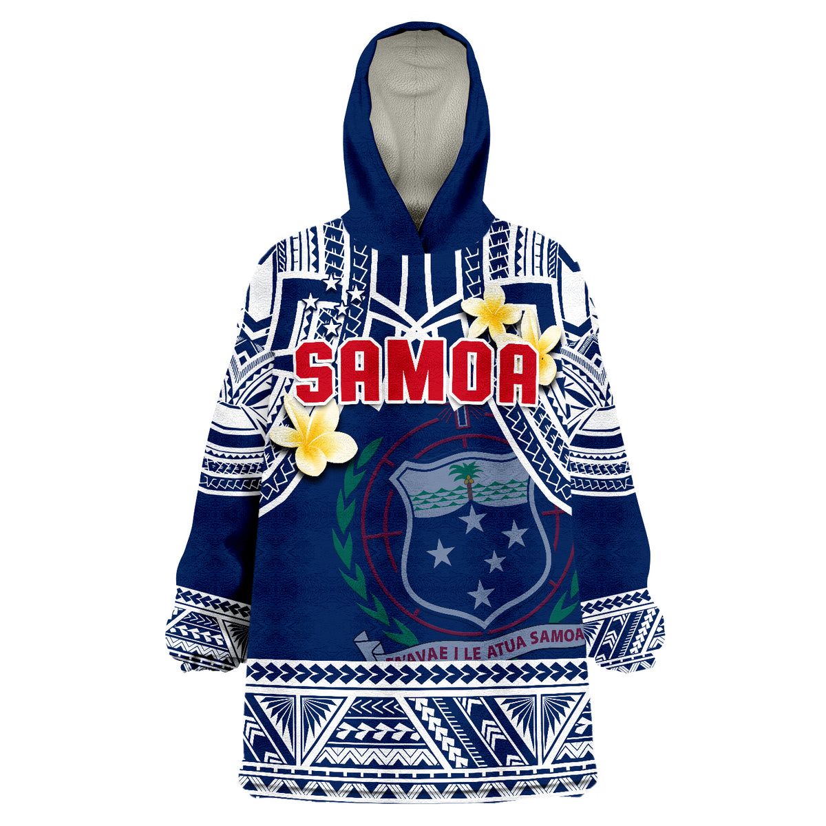 Samoa Samoan Plumeria Flowers Mix Polynesian Pattern Wearable Blanket Hoodie - Wonder Print Shop