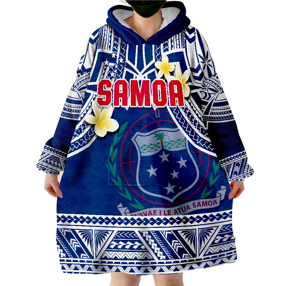 Samoa Samoan Plumeria Flowers Mix Polynesian Pattern Wearable Blanket Hoodie - Wonder Print Shop