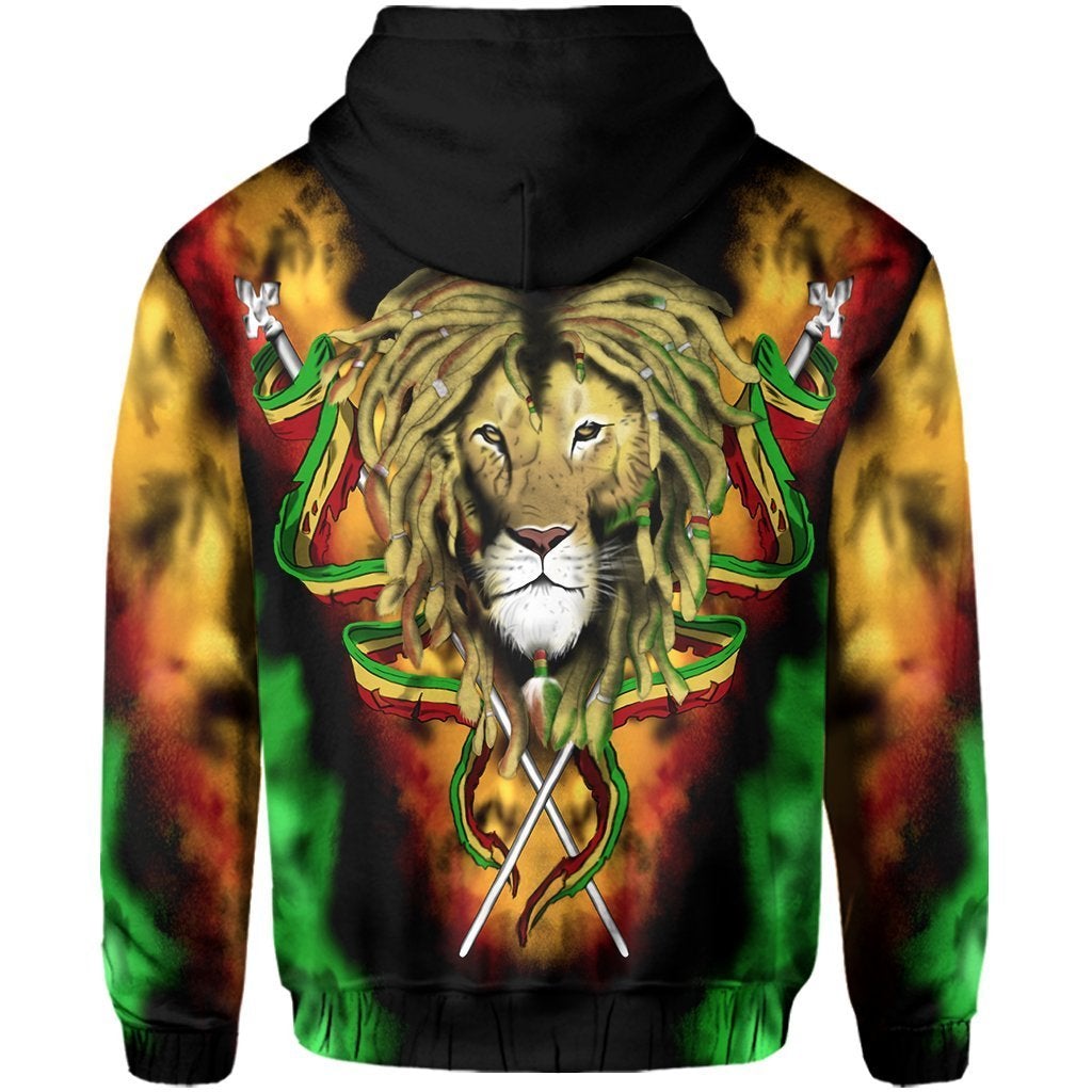 African Hoodie Africa Reggae Rastafarian King Flag Lion Pullover - Wonder Print Shop