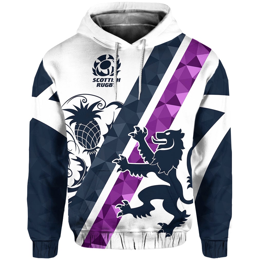 Scotland Rugby Hoodie Scottish Thistle White LT8 - Wonder Print Shop
