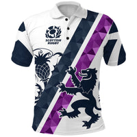 Custom Scotland Rugby Polo Shirt Scottish Thistle White LT8 - Wonder Print Shop