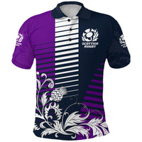 Scotland Rugby Polo Shirt Scottish Thistle Simple Style Navy Purple LT8 - Wonder Print Shop
