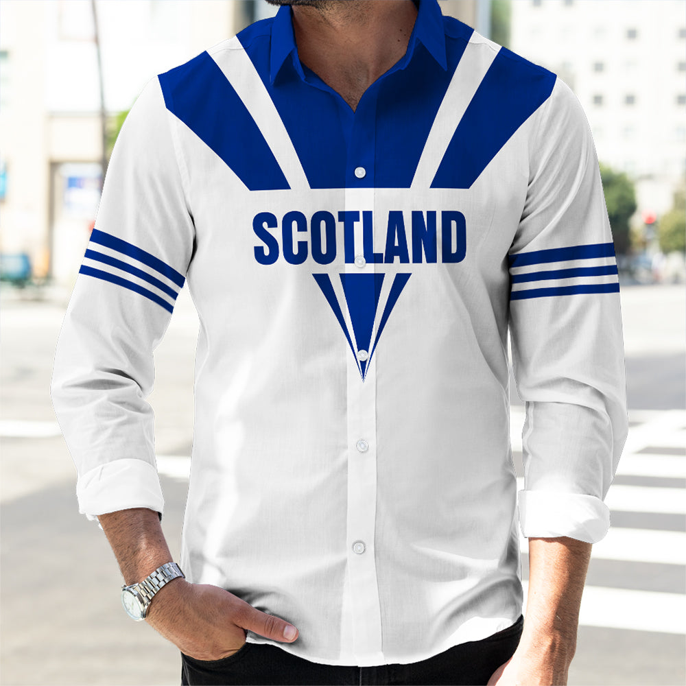 ( Custom Personalized ) Scotland Royal Blue Long Sleeve Button Shirt RLT12 - Wonder Print Shop