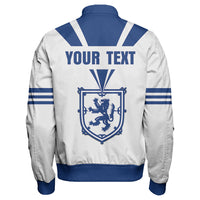 ( Custom Personalized ) Scotland Royal Blue Sleeve Zip Bomber Jacket RLT12 - Wonder Print Shop