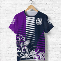 Custom Scotland Rugby T Shirt Scottish Thistle Style Navy Purple LT8 - Wonder Print Shop