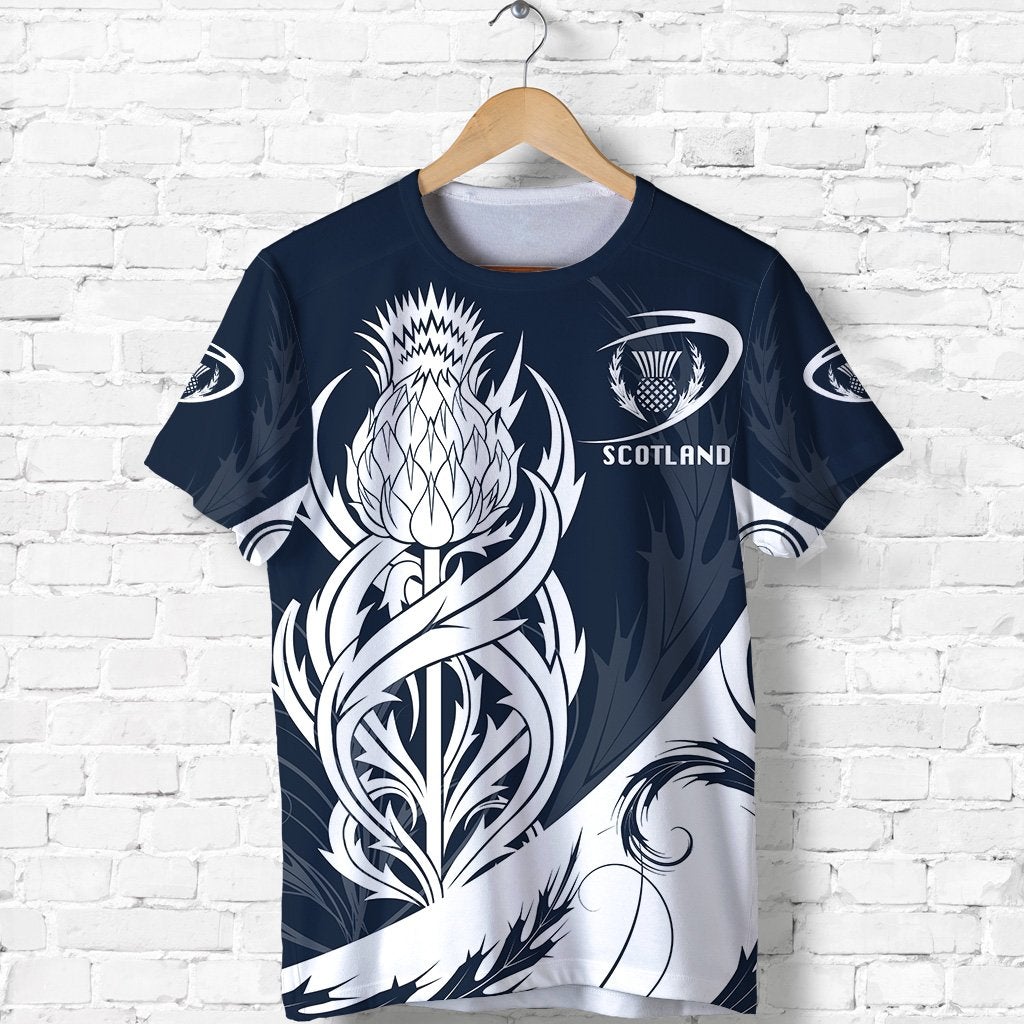 Scottish Rugby T Shirt Thistle Vibes Navy - Wonder Print Shop