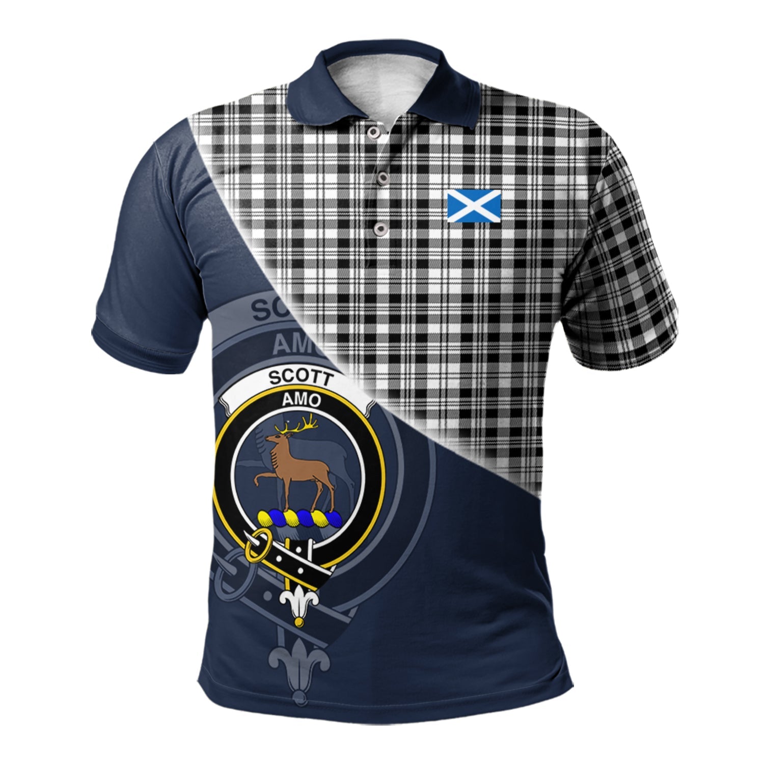 scottish-scott-black-white-clan-crest-tartan-scotland-flag-half-style-polo-shirt