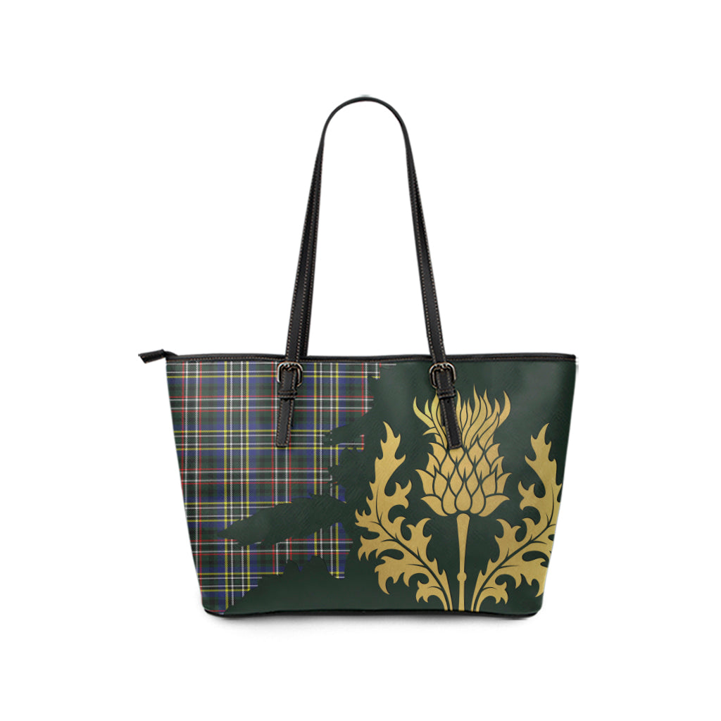 scottish-scott-green-modern-clan-tartan-golden-thistle-leather-tote-bags