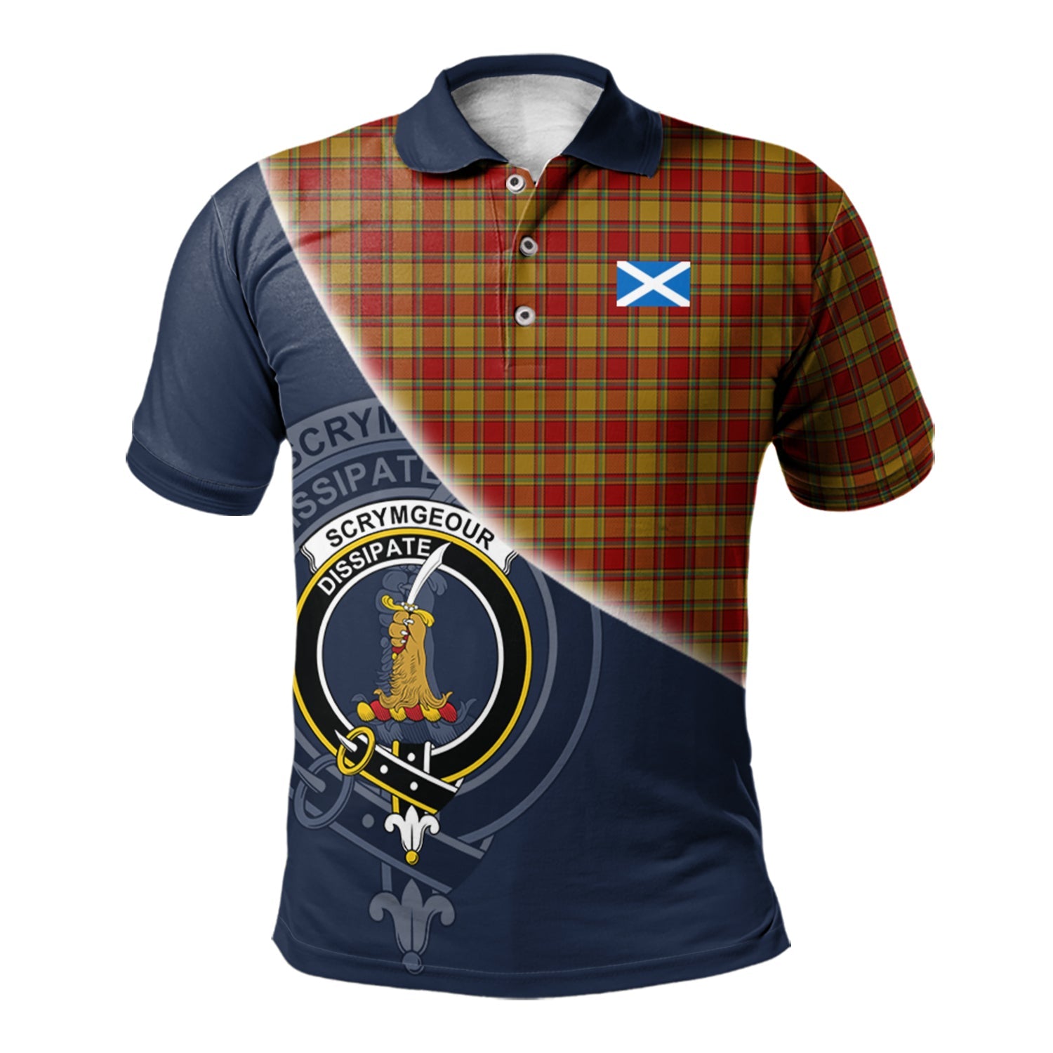 scottish-scrymgeour-clan-crest-tartan-scotland-flag-half-style-polo-shirt