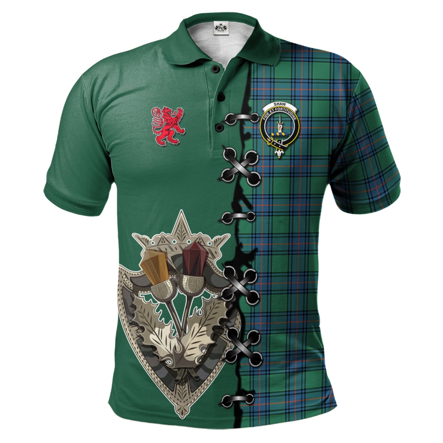 scottish-shaw-ancient-clan-crest-tartan-lion-rampant-and-celtic-thistle-polo-shirt