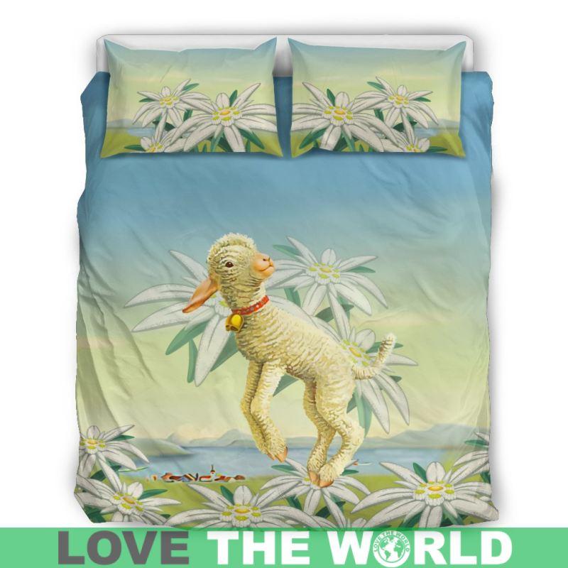 Sheep On Edelweiss Flower Bedding Set - Wonder Print Shop