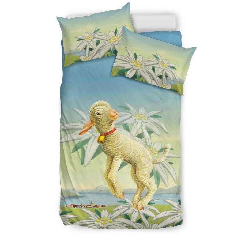 Sheep On Edelweiss Flower Bedding Set - Wonder Print Shop