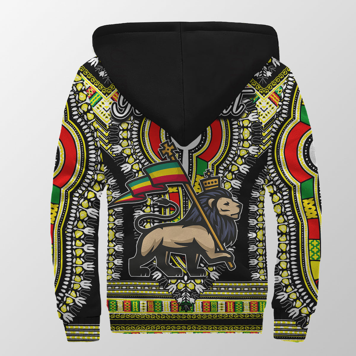 (Custom Personalised) Ethiopia Sherpa Hoodie Dashiki Black Style LT6 - Wonder Print Shop