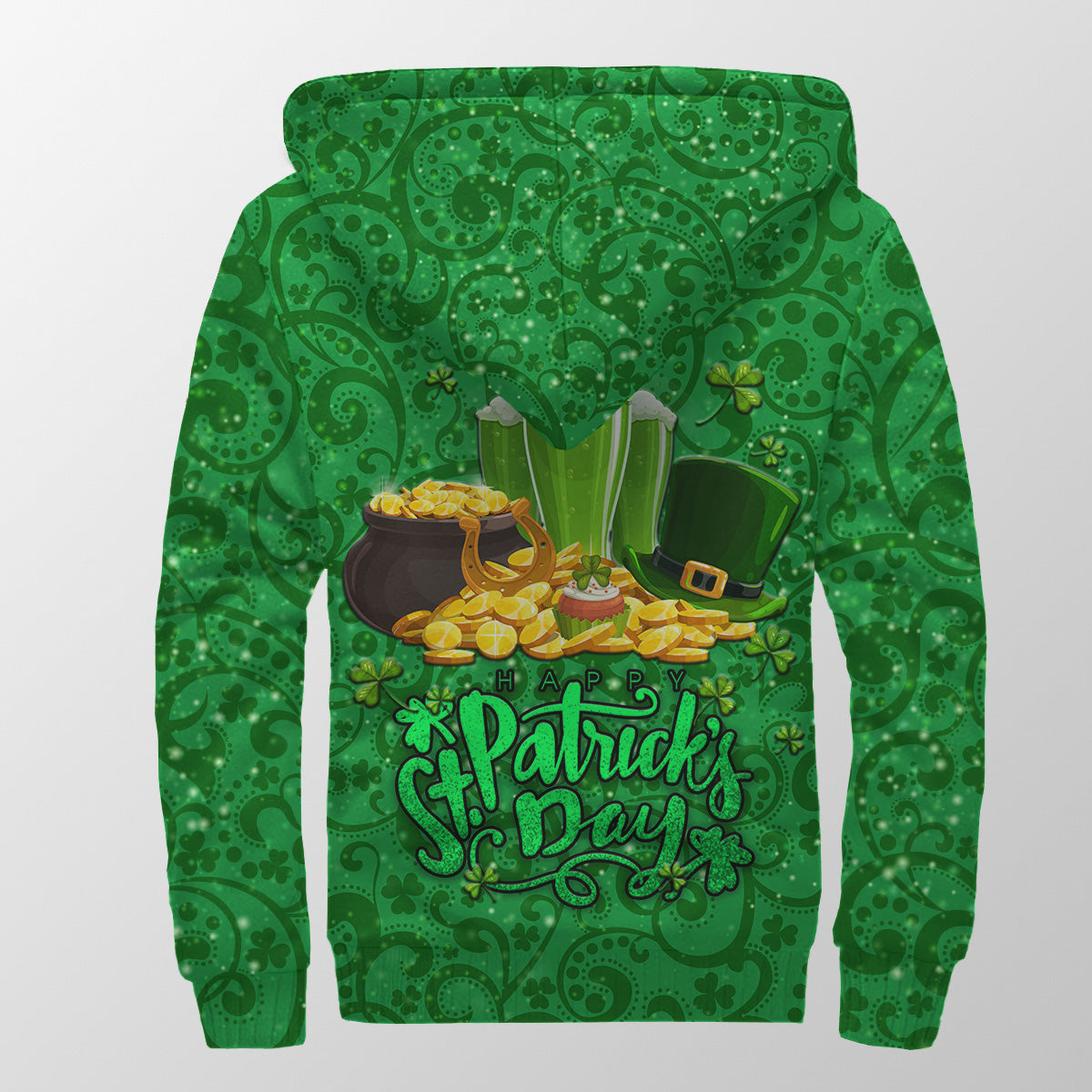 Ireland Happy Saint Patrick's Day Sherpa Hoodie With Shamrock LT8 - Wonder Print Shop