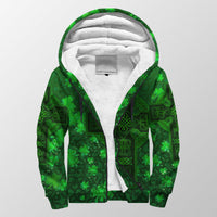 Celtic Cross Sherpa Hoodie With Shamrock Simple Style LT8 - Wonder Print Shop