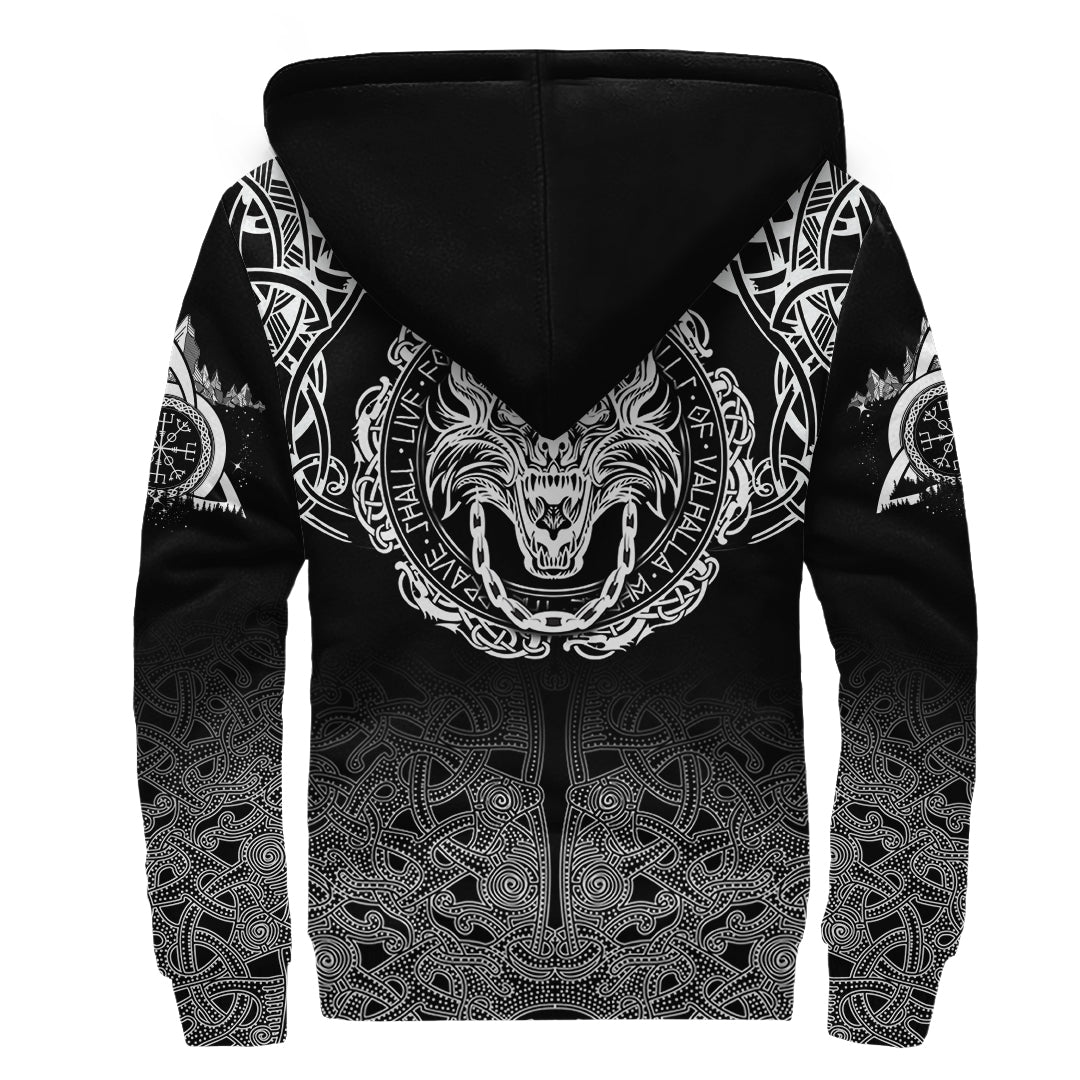 Fenrir Valhalla Sherpa Hoodie - Ornate Pattern 1 RLT12 - Wonder Print Shop