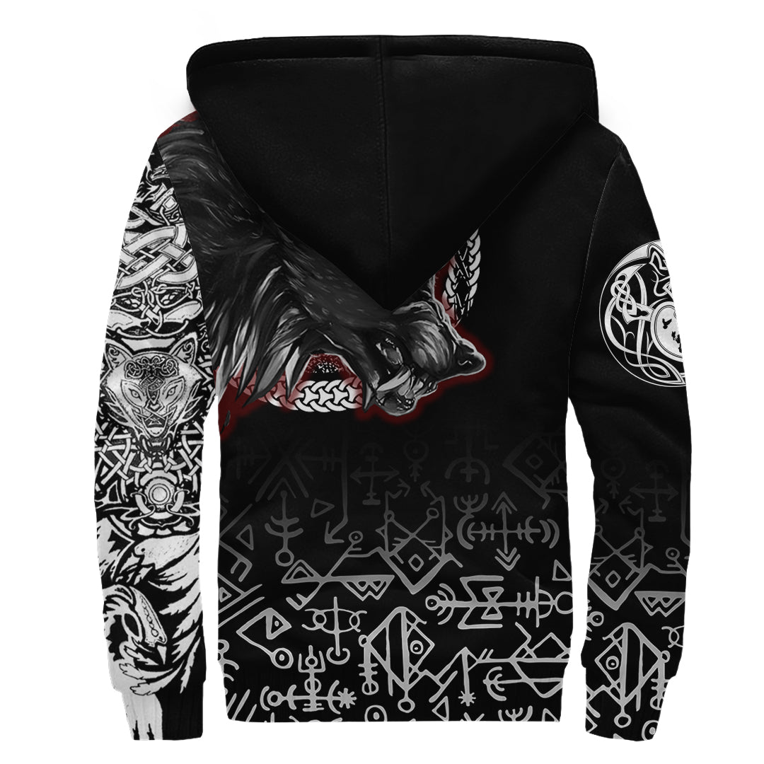 Fenrir Blood Sherpa Hoodie - Tattoo Style RLT12 - Wonder Print Shop