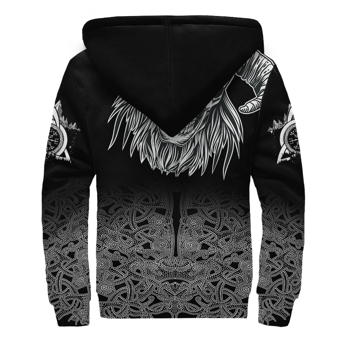 Skull Viking Sherpa Hoodie Ornate Pattern RLT12 - Wonder Print Shop