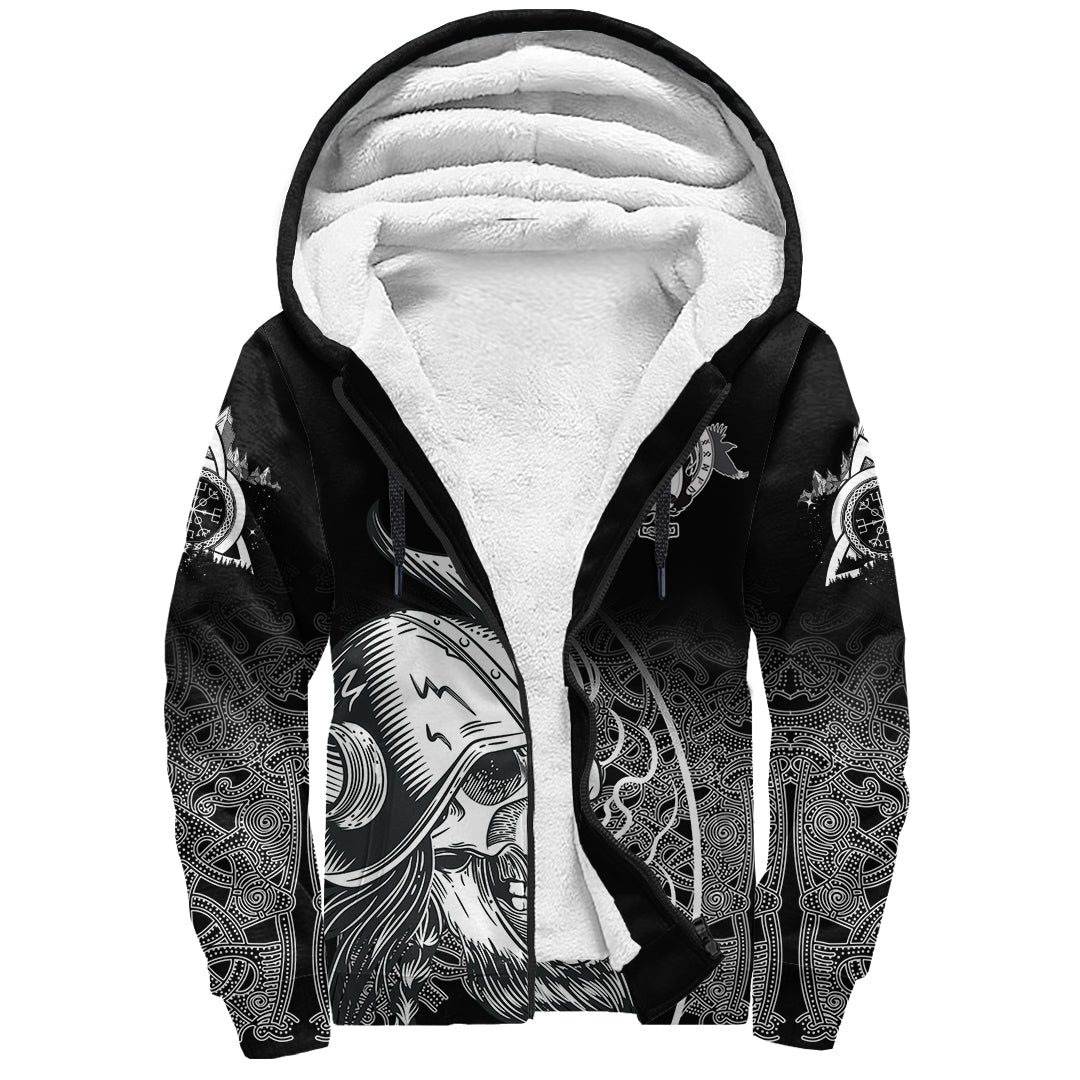 Skull Viking Sherpa Hoodie Ornate Pattern RLT12 - Wonder Print Shop