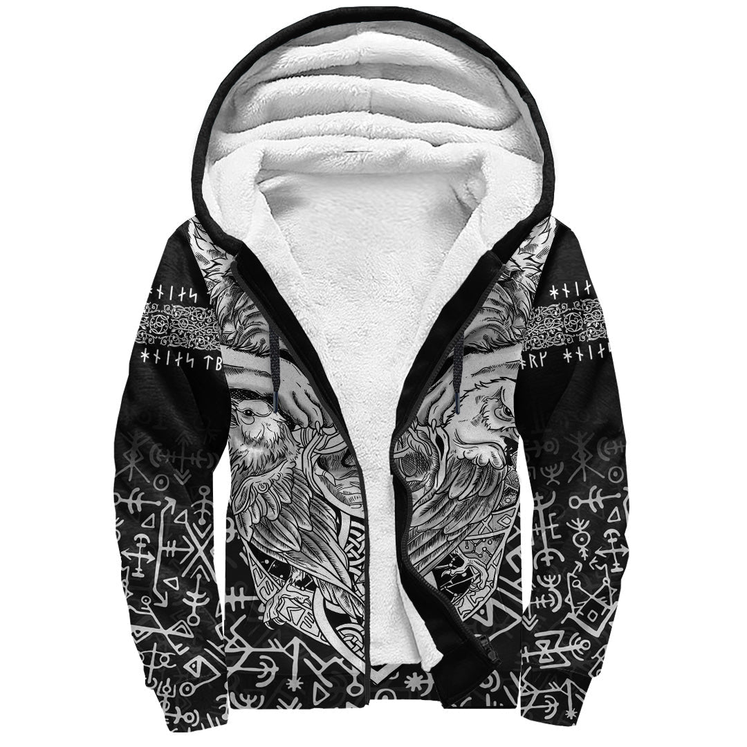 Viking Sherpa Hoodie - Wolf and Raven Special RLT12 - Wonder Print Shop