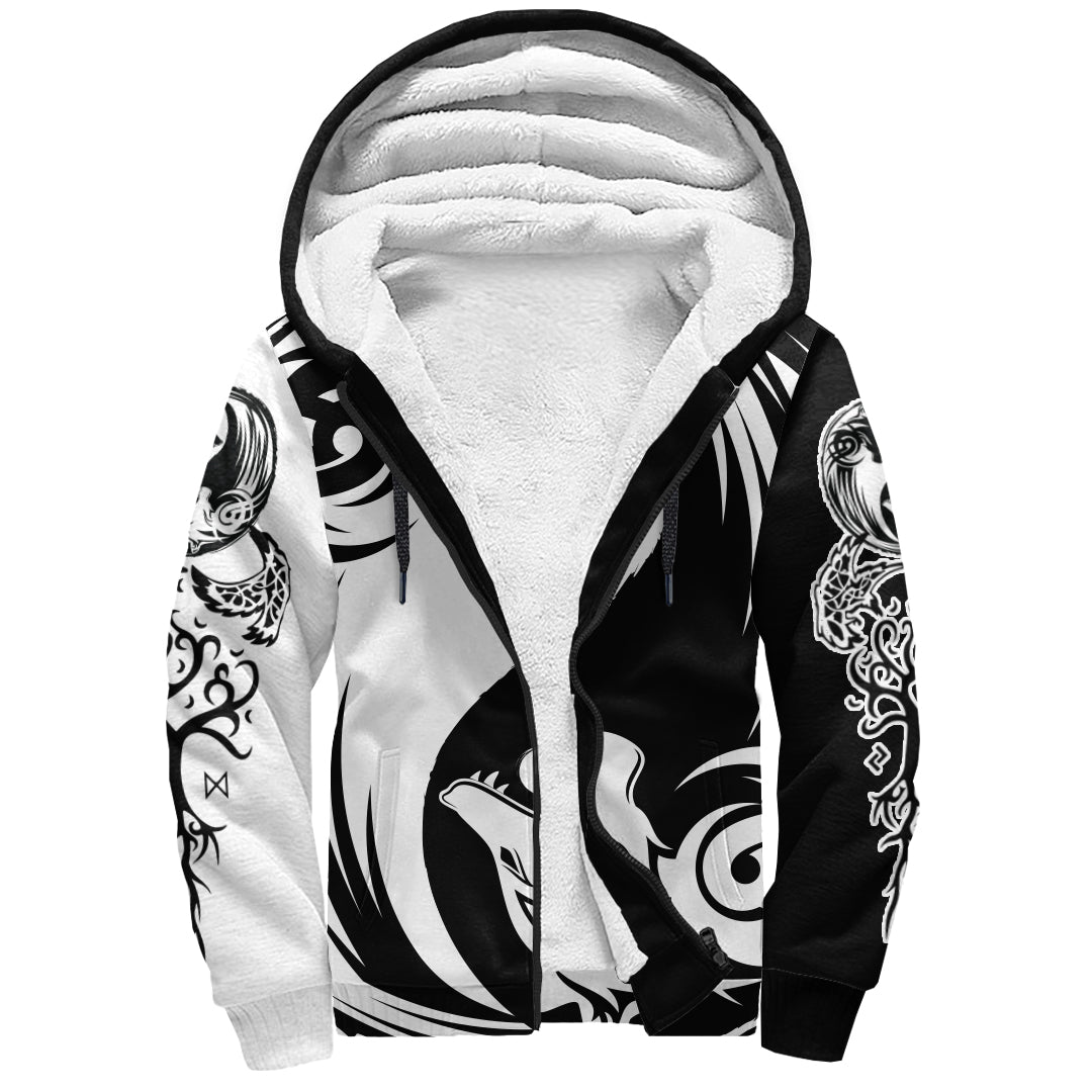 Viking Sherpa Hoodie - Ying Yang Wolf RLT12 - Wonder Print Shop
