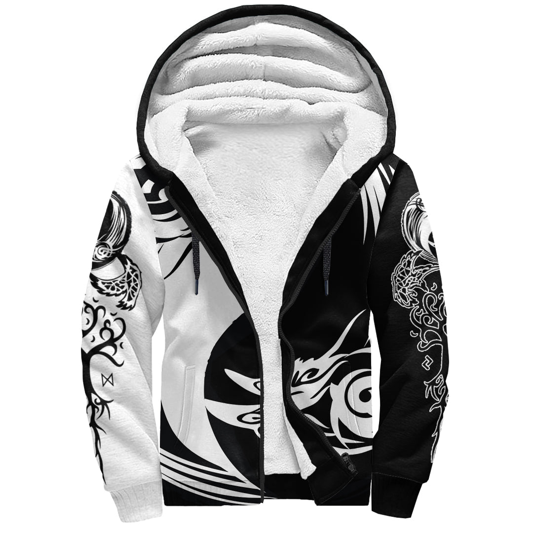 Viking Sherpa Hoodie - Ying Yang Raven RLT12 - Wonder Print Shop