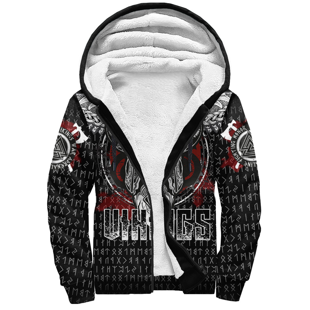 Viking Odin Honor Sherpa Hoodie - Viking Pattern RLT12 - Wonder Print Shop