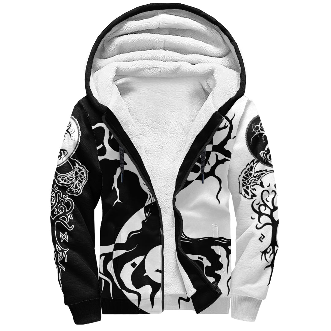 Viking Sherpa Hoodie - Ying Yang Celtic Tree RLT12 - Wonder Print Shop