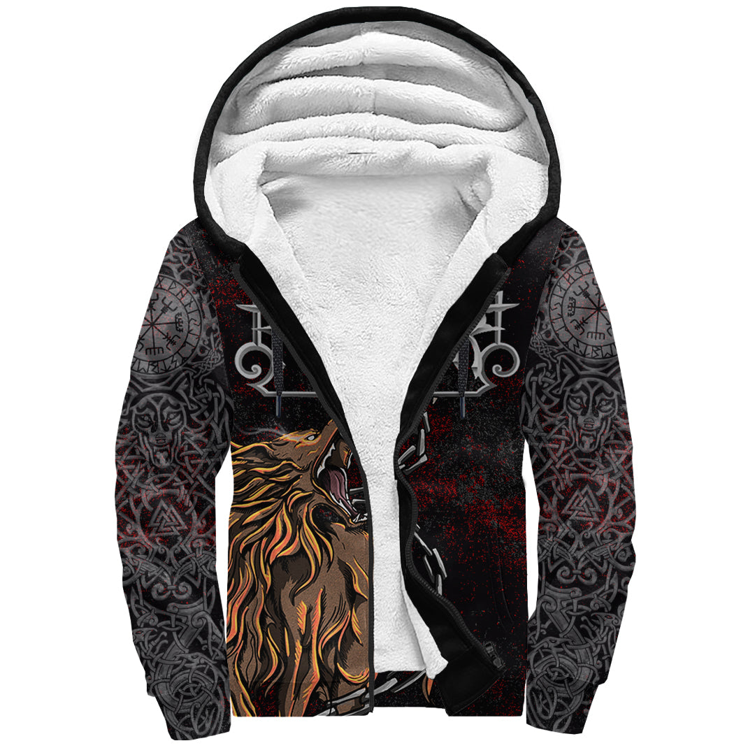 Viking Sherpa Hoodie - Fenrir Art RLT12 - Wonder Print Shop
