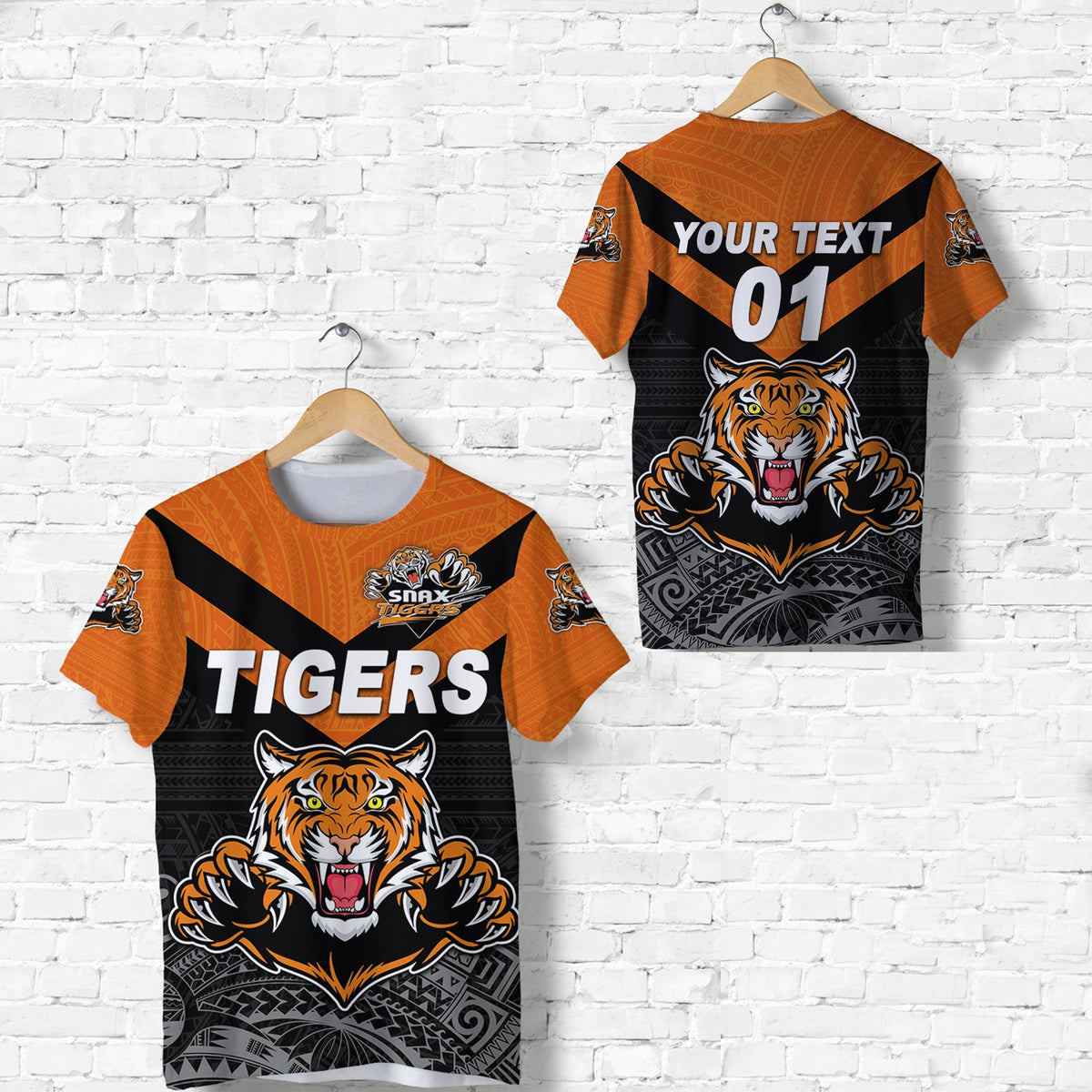 Custom Papua New Guinea Lae Snax Tigers T Shirt Rugby Original Style Black, Custom Text And Number LT8 - Wonder Print Shop