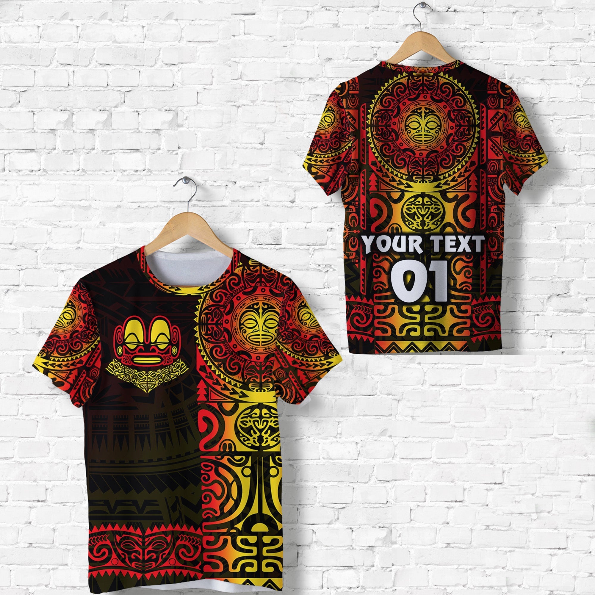 Custom Marquesas Islands T Shirt Marquesan Tattoo Unique Style Gradient Red LT8 - Wonder Print Shop