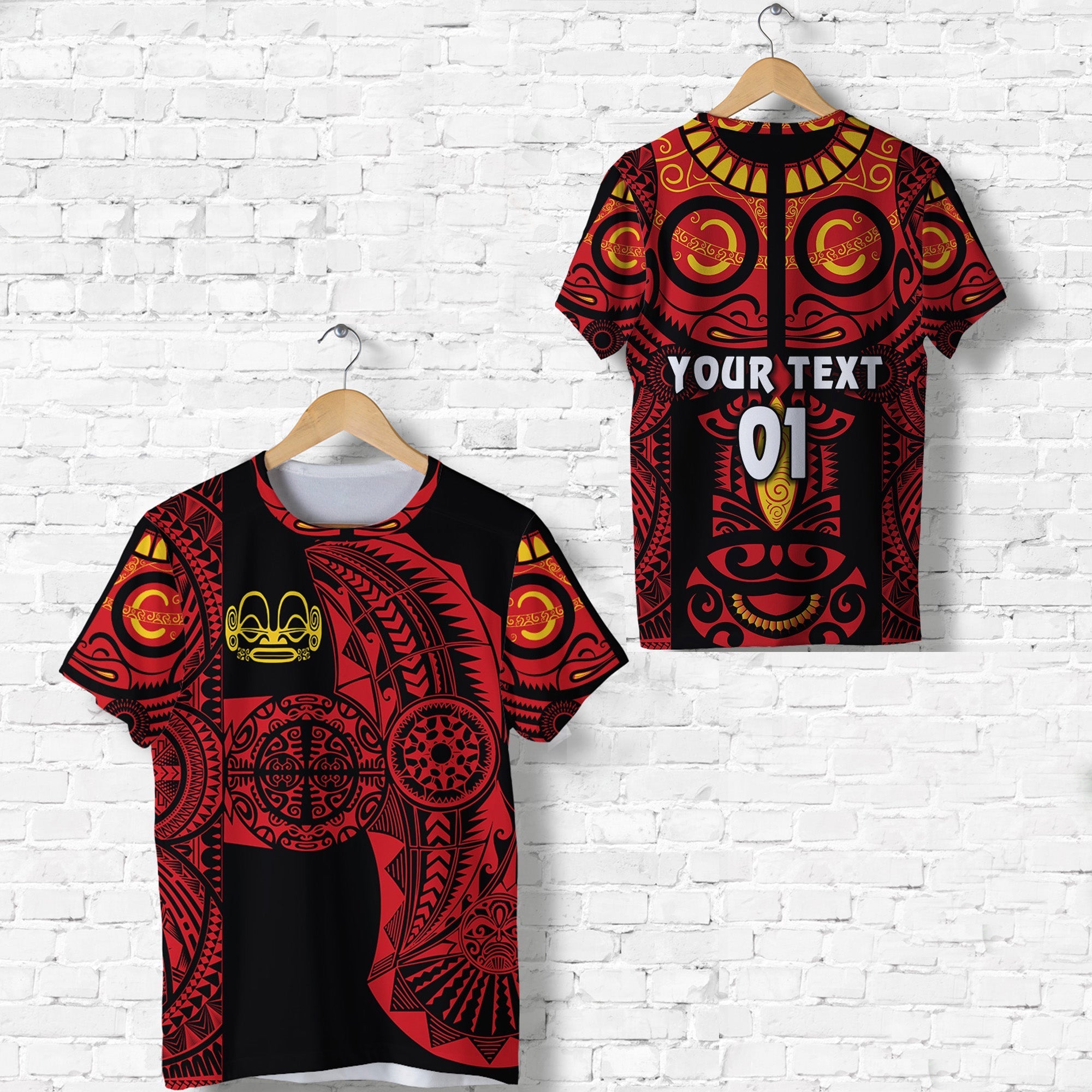 Custom Marquesas Islands T Shirt Marquesan Tattoo Original Style Red LT8 - Wonder Print Shop