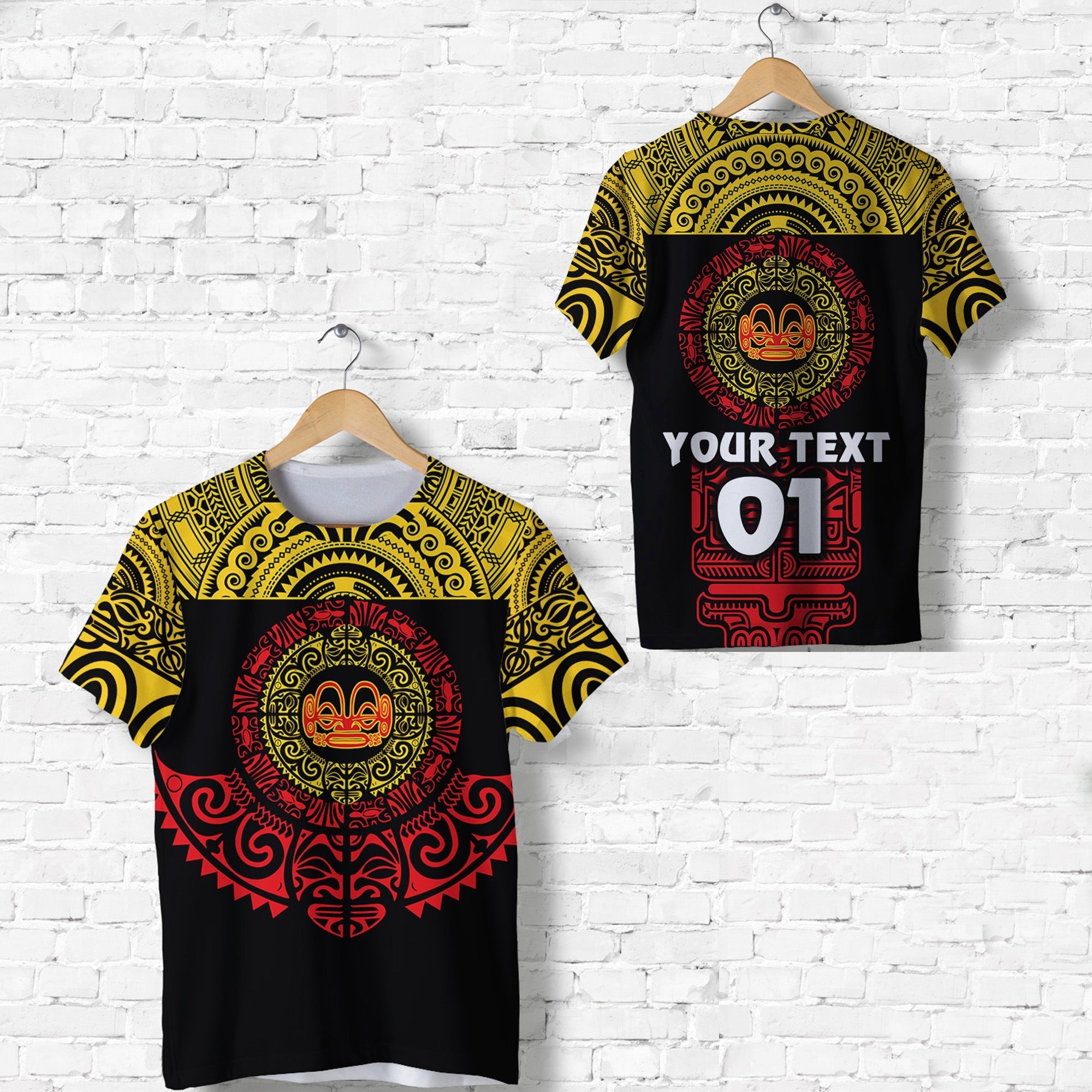 Custom Marquesas Islands T Shirt Marquesan Tattoo Simplified Version Yellow LT8 - Wonder Print Shop