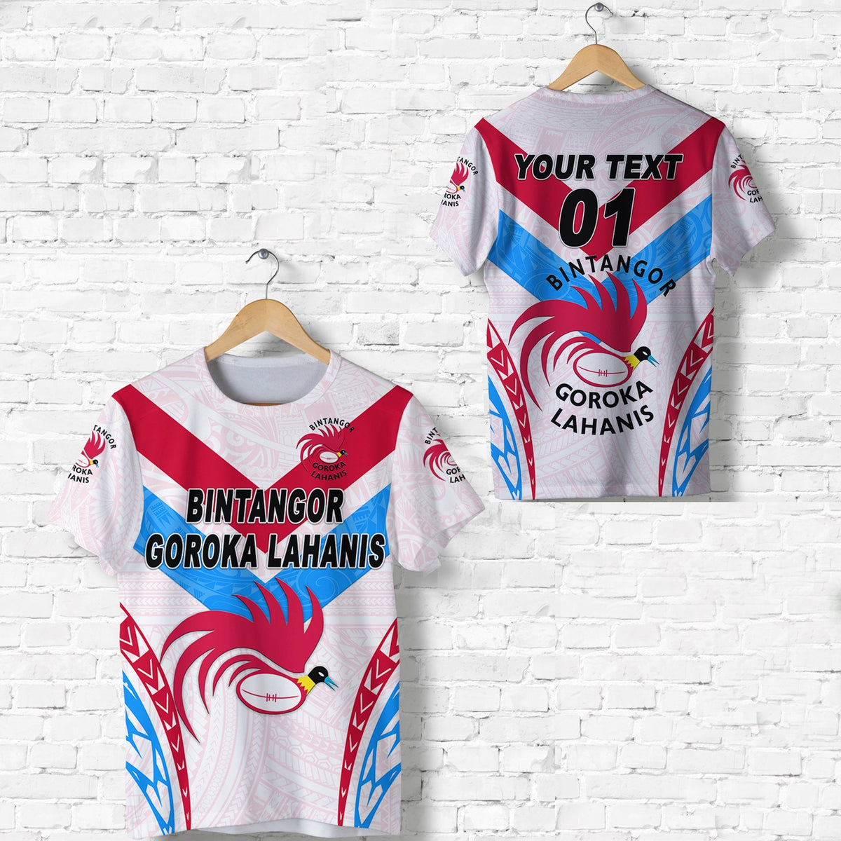 Custom Papua New Guinea Bintangor Goroka Lahanis T Shirt Rugby Original Style White, Custom Text And Number LT8 - Wonder Print Shop
