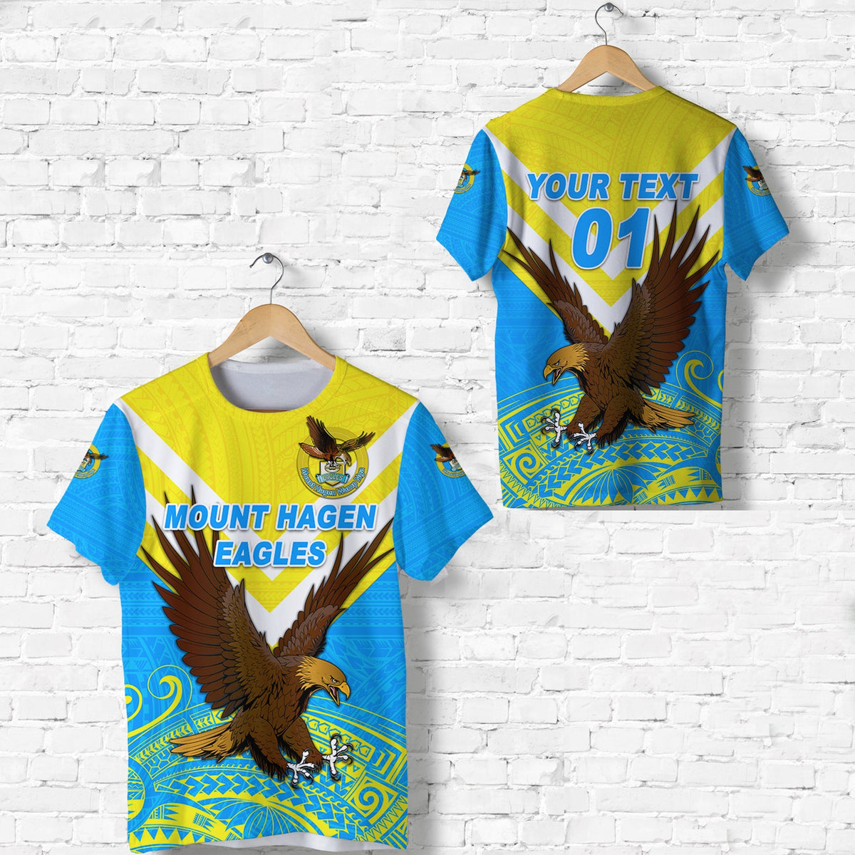 Custom Papua New Guinea Mount Hagen Eagles T Shirt Wamp Nga Rugby Blue, Custom Text And Number LT8 - Wonder Print Shop