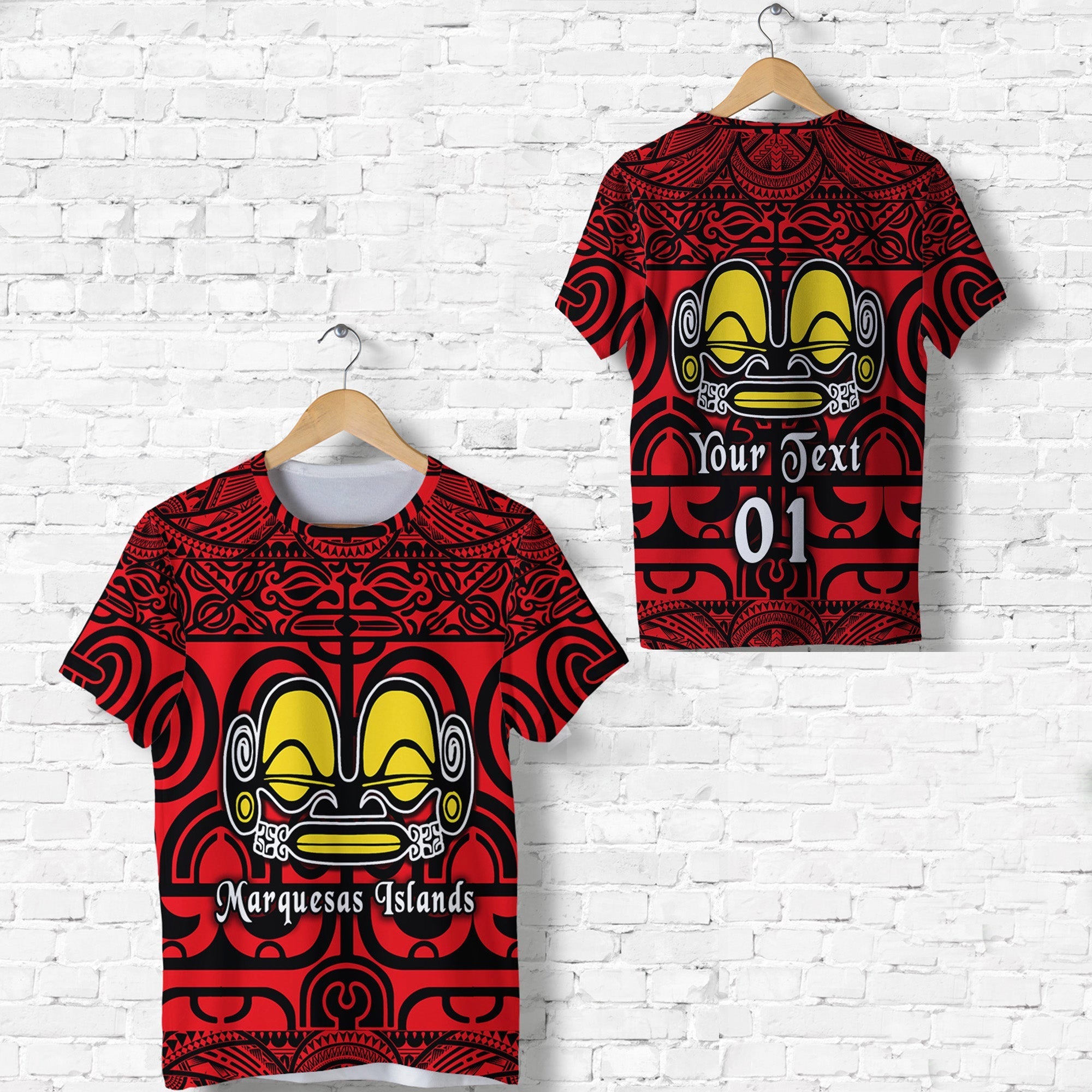 Custom Marquesas Islands T Shirt Marquesan Tattoo Simple Style Red LT8 - Wonder Print Shop