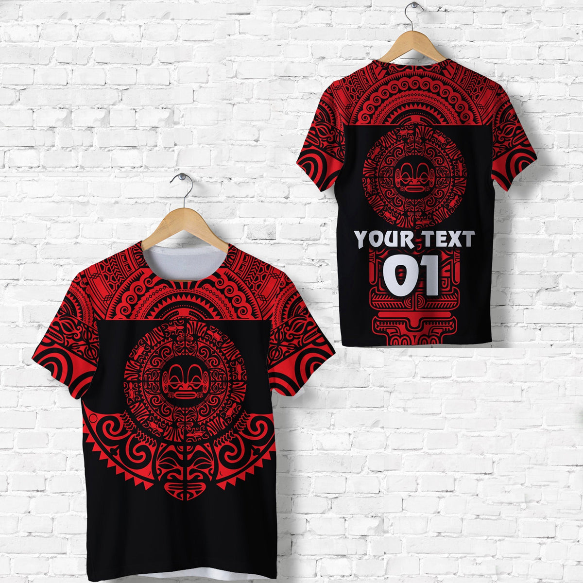 Custom Marquesas Islands T Shirt Marquesan Tattoo Simplified Version Red LT8 - Wonder Print Shop