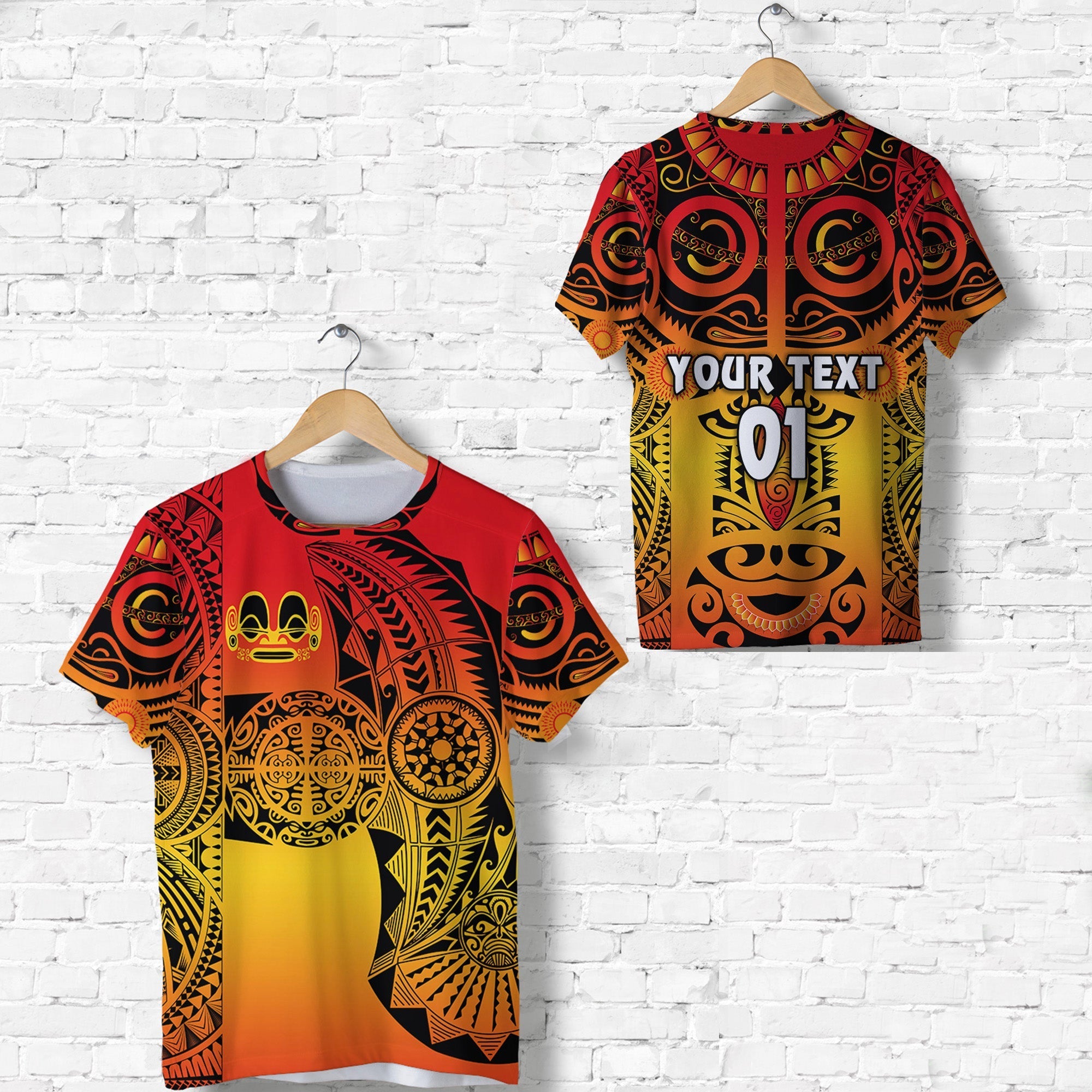 Custom Marquesas Islands T Shirt Marquesan Tattoo Original Style Gradient Red LT8 - Wonder Print Shop