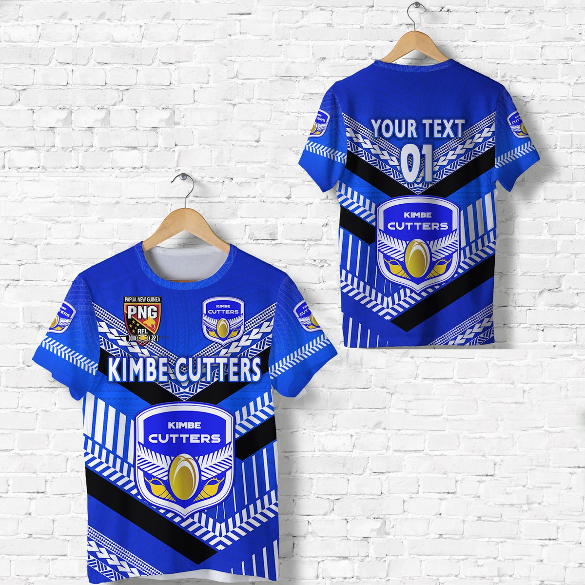 Custom Papua New Guinea Kimbe Cutters T Shirt Rugby Blue, Custom Text And Number LT8 - Wonder Print Shop