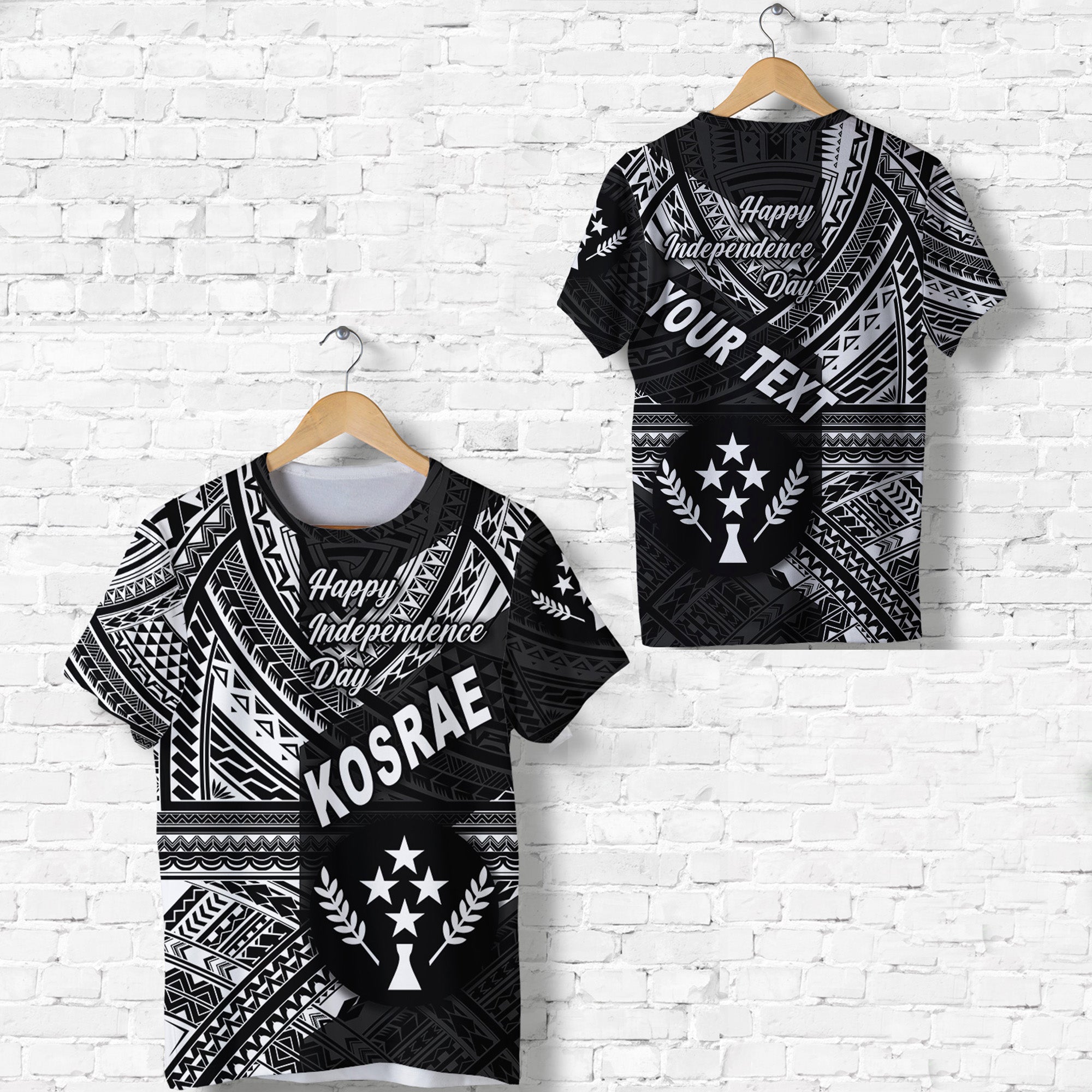 Custom FSM Kosrae T Shirt Happy Independence Day Original Vibes Black LT8 - Wonder Print Shop