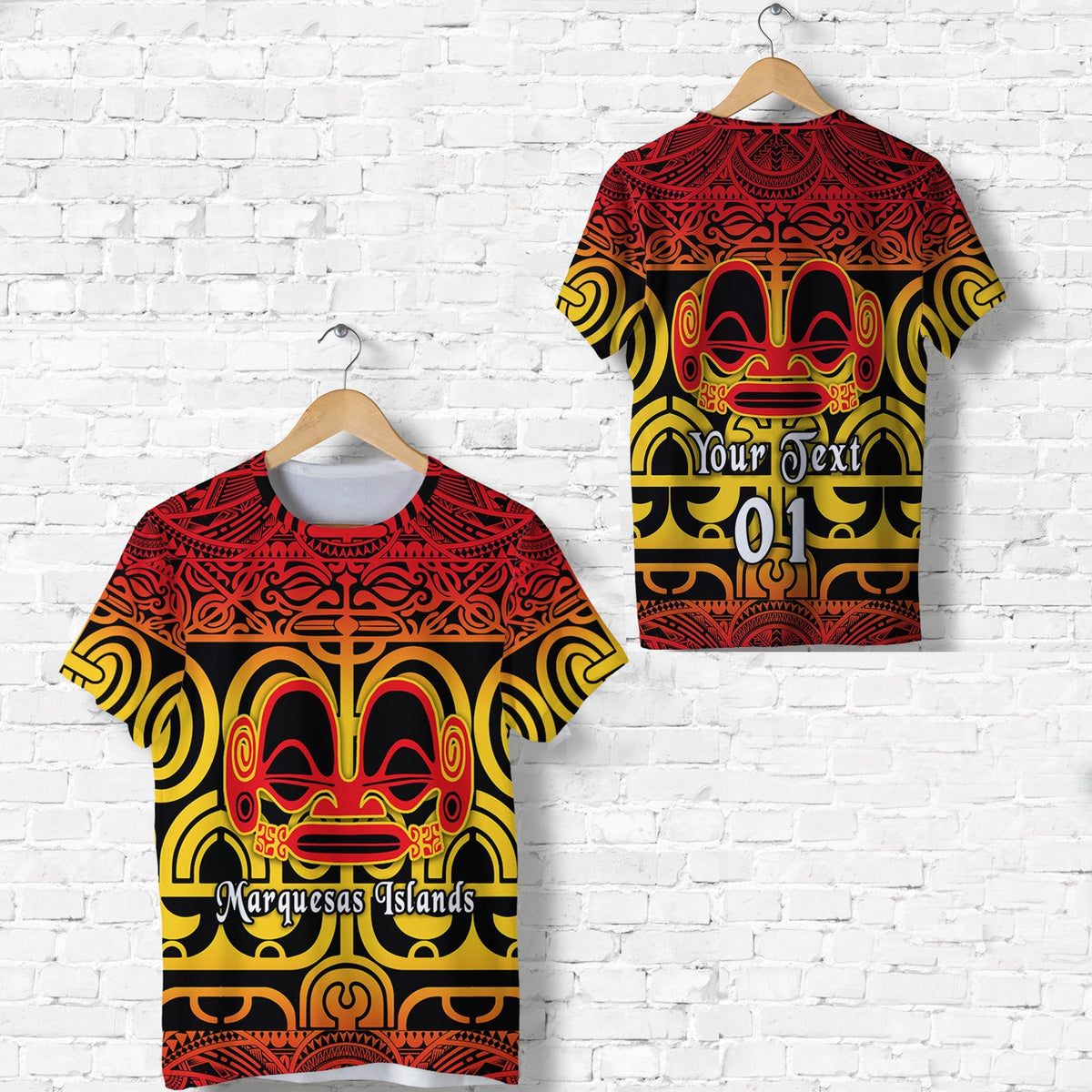 Custom Marquesas Islands T Shirt Marquesan Tattoo Simple Style Gradient Red LT8 - Wonder Print Shop