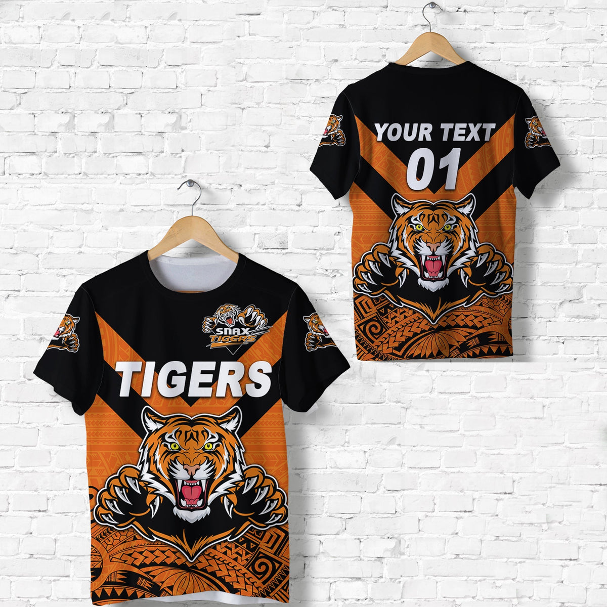Custom Papua New Guinea Lae Snax Tigers T Shirt Rugby Original Style Orange, Custom Text And Number LT8 - Wonder Print Shop