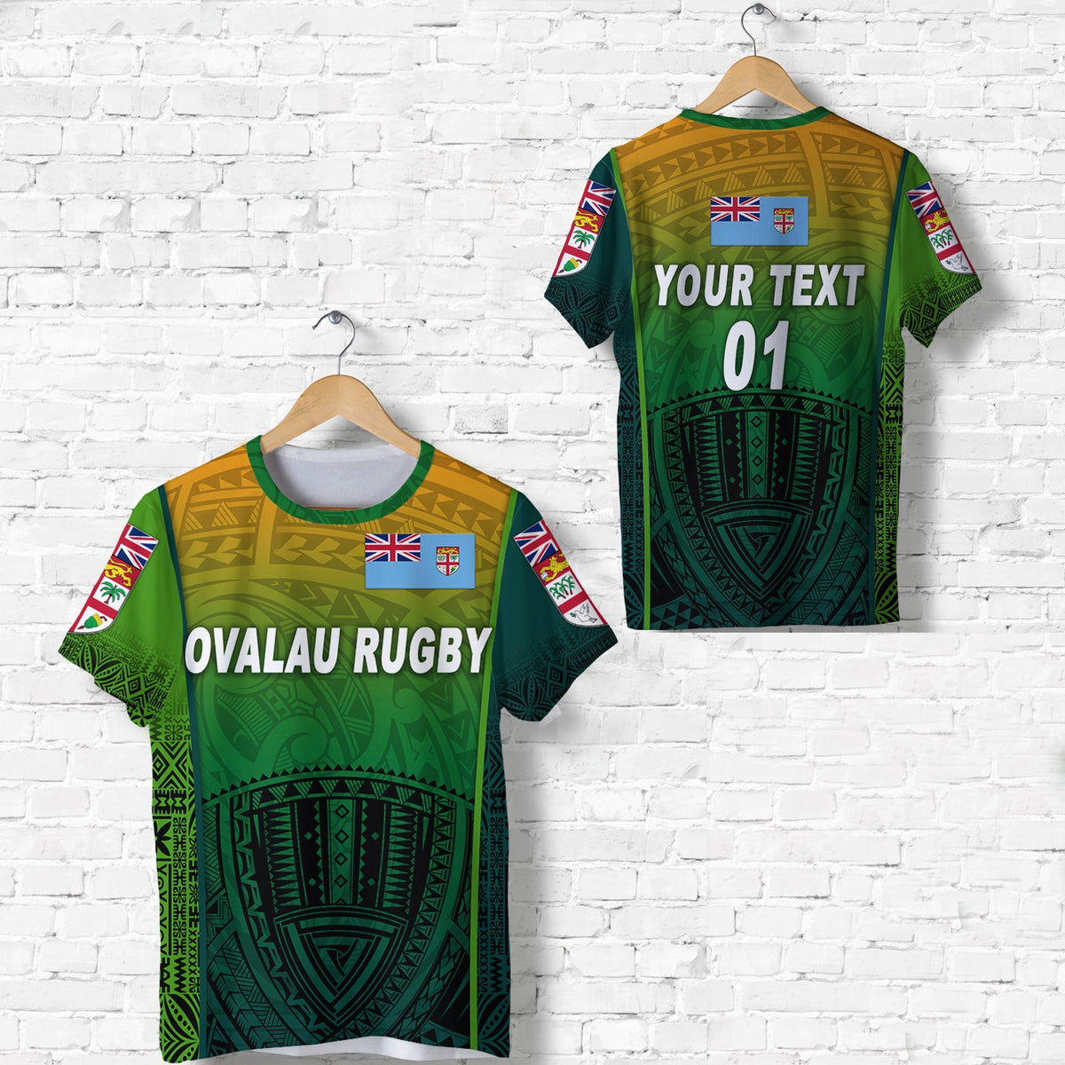 Custom Fiji Ovalau Rugby T Shirt Light Green Style, Custom Text And Number LT8 - Wonder Print Shop